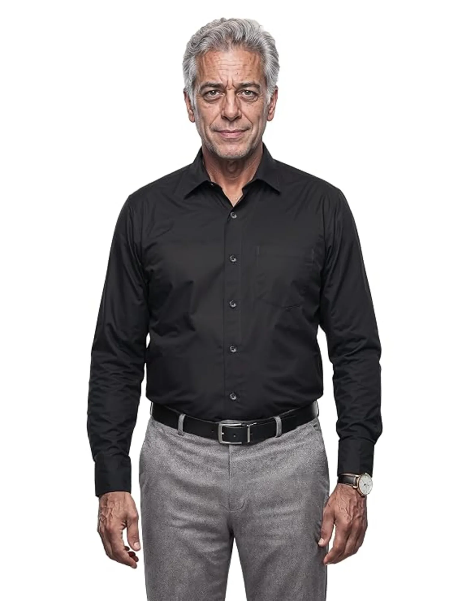 Symbol Classic Men's Senior Wear Full Sleeves Formal Shirt | Wrinkle-Resistant | Regular Fit | Mock Buttons with Velcro | | Straight Hem |Elderly Wear